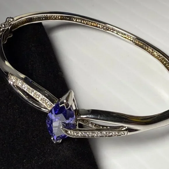 Sterling Silver Tanzanite and CZBangle